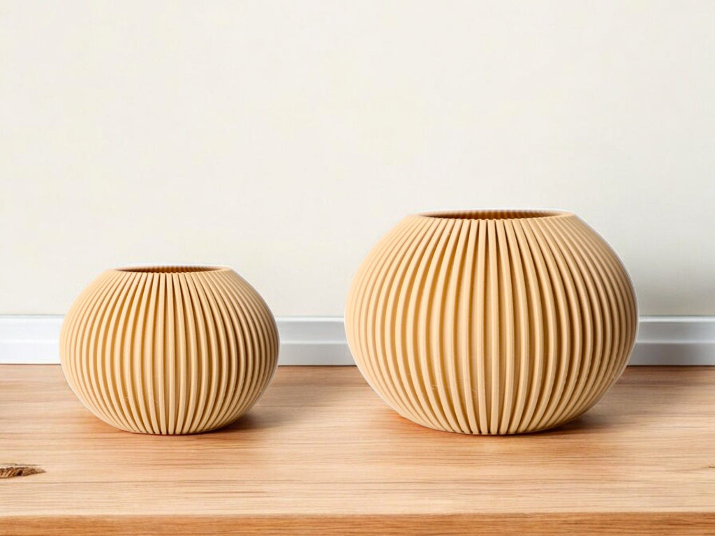 Pleated Textured Art Vase, Japandi Room Accent, Plisse