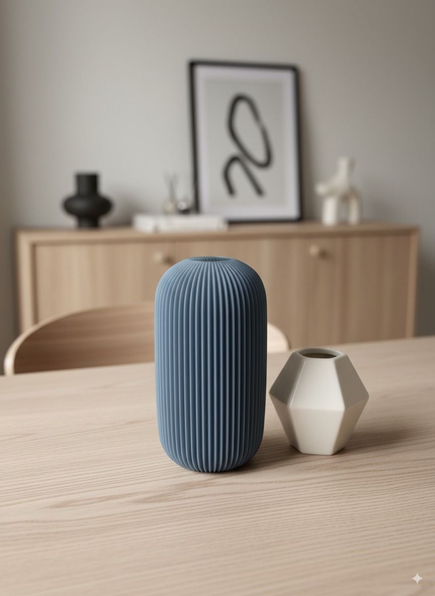 Curved Graceful Art Vase, Minimalist Room Accent, Curva