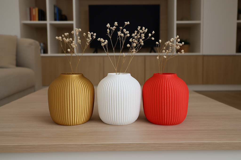 Wide Modern Art Vase, Contemporary Room Accent, Plano