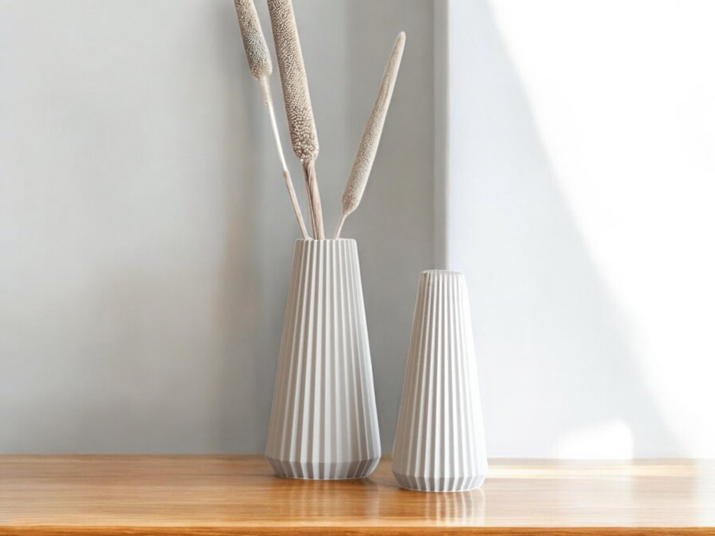 Conical Minimalist Flower Holder, Japandi Shelf Accent, Cono
