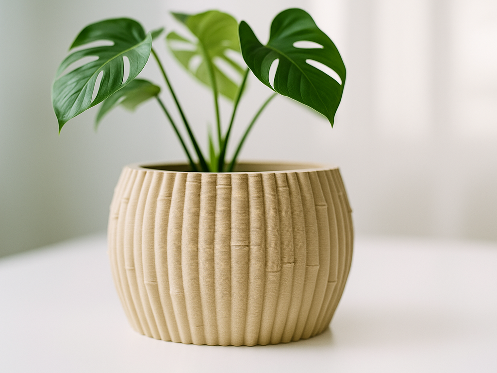 Bamboo Natural Decorative Vase, Contemporary Living Room Art, Bambu