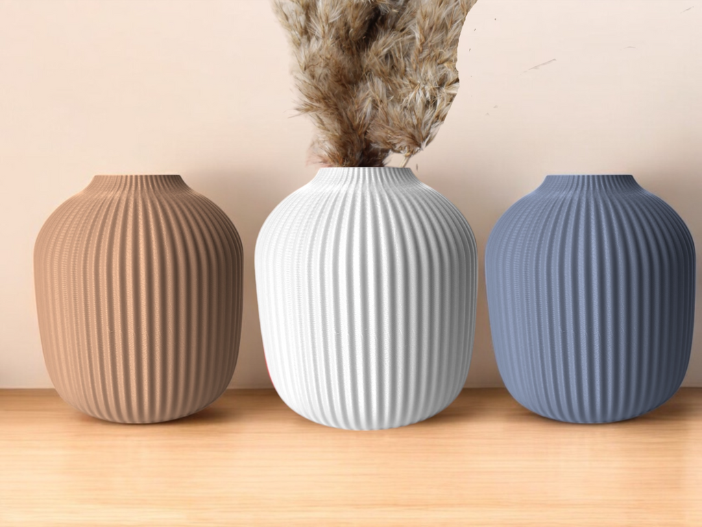 Wide Modern Art Vase, Contemporary Room Accent, Plano