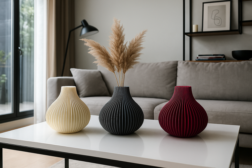 Modern Wave Flower Holder, Contemporary Shelf Accent, Ondula