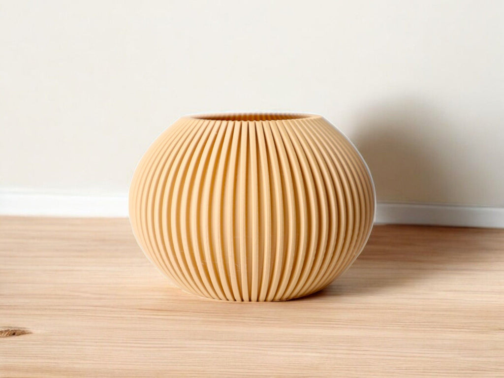 Pleated Textured Art Vase, Japandi Room Accent, Plisse