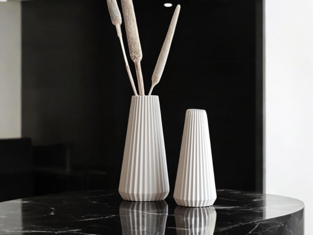 Conical Minimalist Flower Holder, Japandi Shelf Accent, Cono