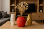 Wide Modern Art Vase, Contemporary Room Accent, Plano
