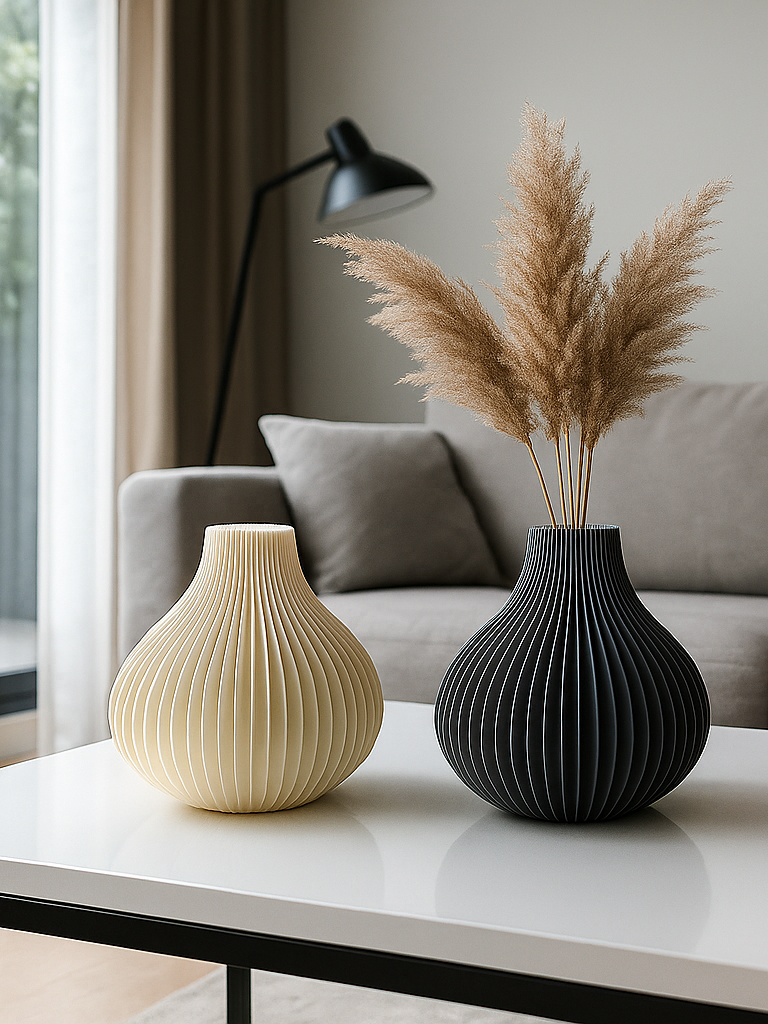 Modern Wave Flower Holder, Contemporary Shelf Accent, Ondula