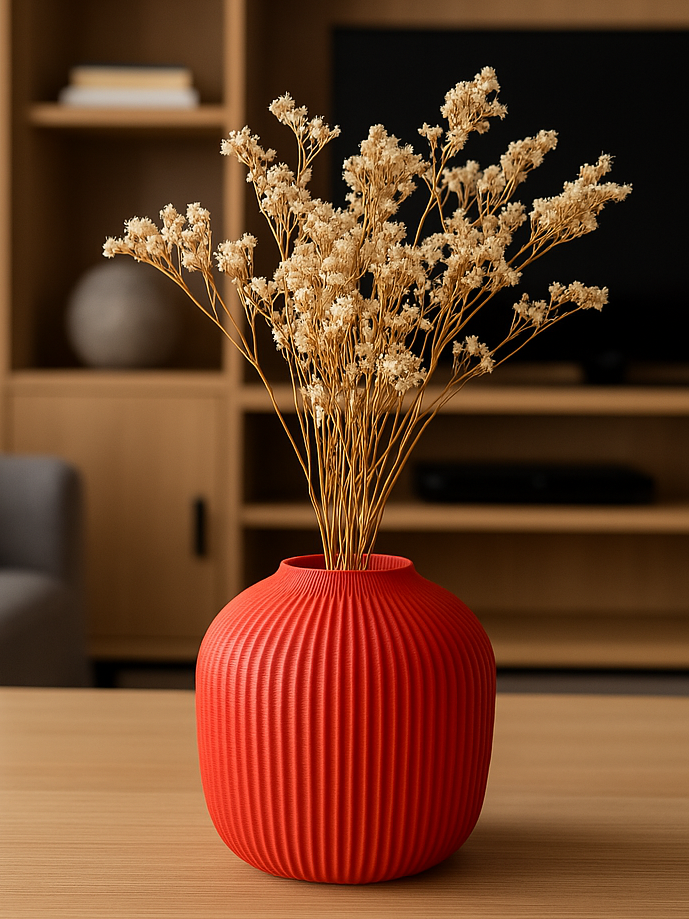 Wide Modern Art Vase, Contemporary Room Accent, Plano