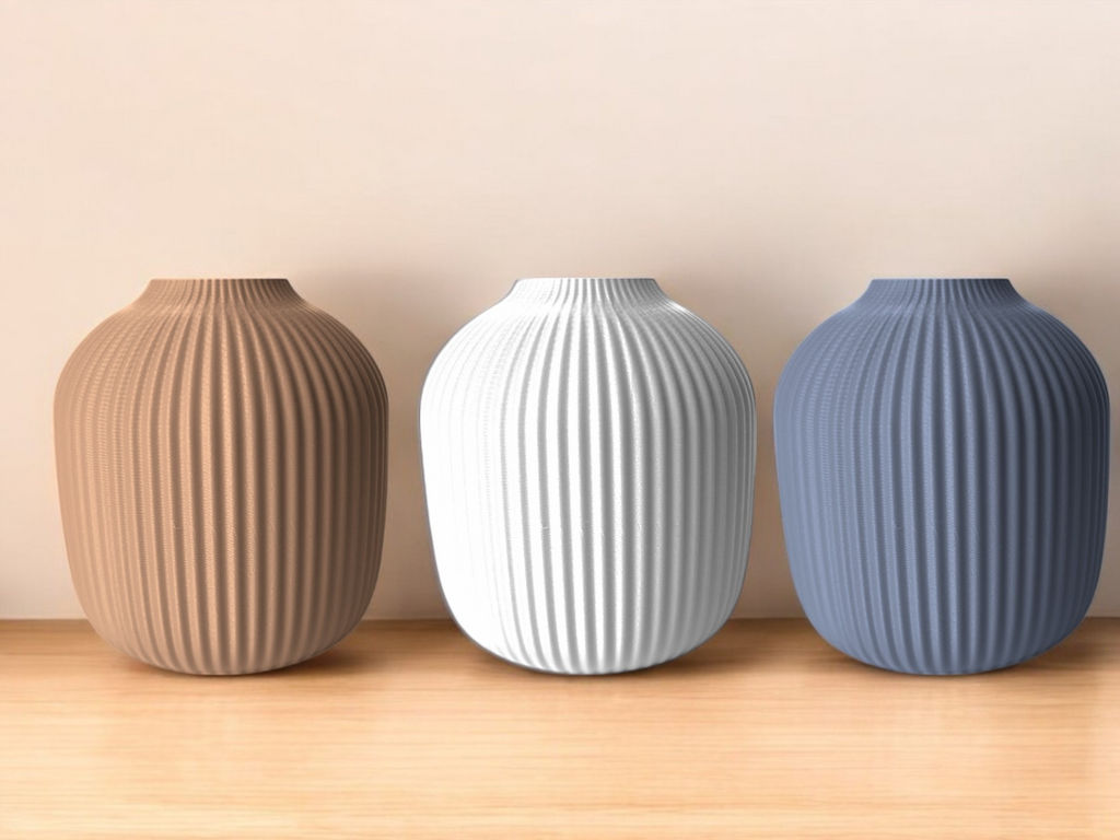 Wide Modern Art Vase, Contemporary Room Accent, Plano