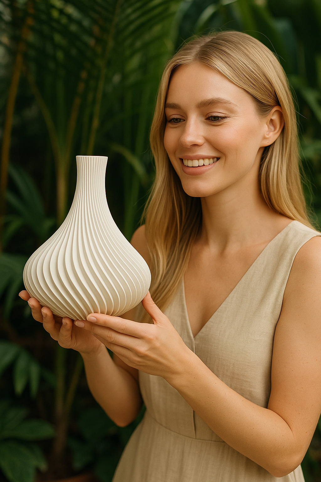 Asian-Inspired Elegant Flower Holder, Boho Chic Shelf Accent, Ming